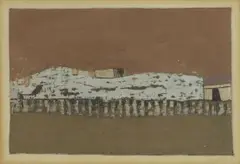 Prunella Clough, Untitled, gouache over etching plate 8.5 x 12.5cm Provenance: The Estate of Christopher Bangs.