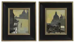 Untitled by Ken Howard, oil on board 25 x 20cm (2), sold Apr 2024