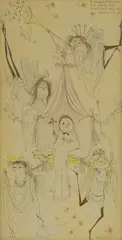 Untitled by Ronald Searle, pen and ink and coloured crayon 23.5 x 12.5cm, sold Apr 2024