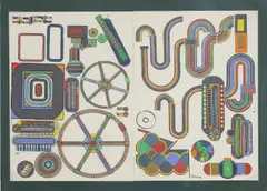 Untitled by Eduardo Paolozzi, hand-painted with gouache two sheets, sold Apr 2024