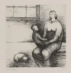 Untitled by Henry Moore, 'Mother and Child IX' etching, sold Apr 2024