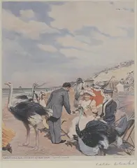 Untitled by Peter Blake, Ostrich Beach' offset lithograph in colours, sold Apr 2024