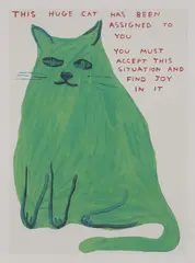 Untitled by David Shrigley, Untitled ('This Huge Cat...') offset lithograph in colours, sold Apr 2024