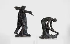 Untitled by Jules Dalou, two bronze figures with brown patination, sold Jan 2024