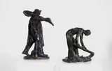 Jules Dalou, Untitled, two bronze figures with brown patination