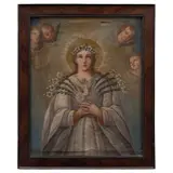 Nuestra Señora de los Gozos, MÉXICO, SIGLO XIX, Óleo sobre tela