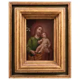 MÉXICO, SIGLO XVIII by San José Con El Niño, Óleo sobre lámina de cobre, offered Dec 2023