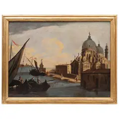 VEDUTA DE LA IGLESIA DE SANTA MARÍA DE LA SALUD DE VENECIA by Francesco Tironi, Óleo sobre tela, offered Dec 2023