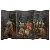 Biombo de Escenas Campestres, MÉXICO, SIGLO XVIII, Óleo sobre tela, a seis hojas