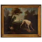 A la Manera de Jean-baptiste Oudry, BLANCHE, PERRA DE LA MANADA DE CAZA REAL, Óleo sobre tela
