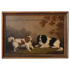 PAR DE PERROS PEQUINESES by Alessandro Maffei, Óleo sobre tela, offered Dec 2023
