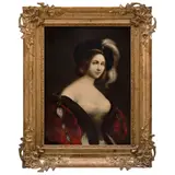 ITALIA, SIGLO XVIII by Retrato de Dama Con Sombrero, Óleo sobre lámina, offered Dec 2023