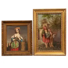 Retrato de adolescente y retrato de niños by Anónimo, Óleo sobre lámina y óleo sobre madera, offered Dec 2023