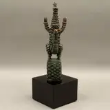 Cocodrilo Estrella, MÉXICO, SIGLO XX, Bronce, patinado en color verde; base metálica color negro