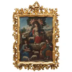 Miguel Cabrera, LA DIVINA PASTORA CON CRISTO Y SAN JOSÉ, Óleo sobre tela