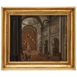 Interior de Iglesia, MÉXICO, SIGLO XIX, Óleo sobre tela