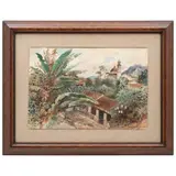 August Lohr, PAISAJE RURAL CON NATURALEZA, Acuarela sobre papel