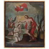El Bautismo de Cristo, MÉXICO, SIGLO XVIII, Óleo sobre tela