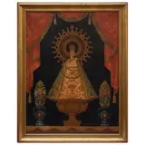SUDAMÉRICA, PRINCIPIOS DEL SIGLO XX by Virgen Ampona Con Niño Jesús, Óleo sobre tela, sold Nov 2023
