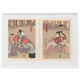 PAR DE GUERREROS by A la Manera de Utagawa Toyokuni, Xilografía sobre papel, sold Nov 2023