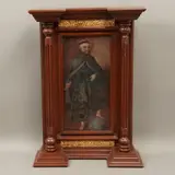 San Francisco de Asis, MÉXICO, PRINCIPIOS DEL SIGLO XIX, Óleo sobre tela, con nicho de madera