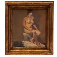 Daniel Lezama, Claudia con almohada, 2001, Óleo sobre madera