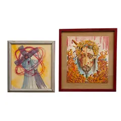 Ramón Valdiosera Berman, a) Cristo con la cruz, Acuarelas sobre papel