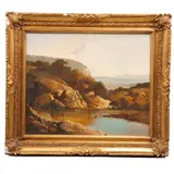 Gilberto Guerra, Paisaje cob lago, Óleo sobre tela