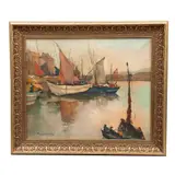 García Castillo, Vista portuaria, Óleo sobre tela