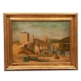 Anónimo, Puente, Óleo sobre madera