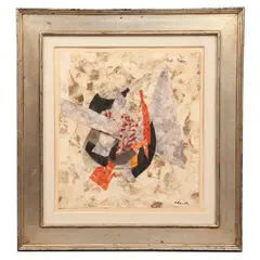 Frank Leonard Brooks, Red Tiny Flowers, Collage sobre papel