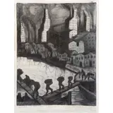 Elevadores by Benito Quinquela Martín, 1966, Grabado al aguafuerte sin número de tiraje, sold Oct 2023