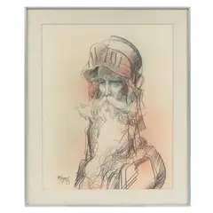 Autor No Identificado, El Quijote, Lápiz de grafito y colores sobre papel