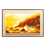 M. Aguilar, Sin título (madre e hija en bosque), Óleo sobre madera