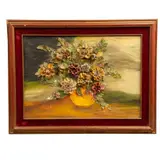 Anónimo, Florero, Óleo sobre tela y relieve