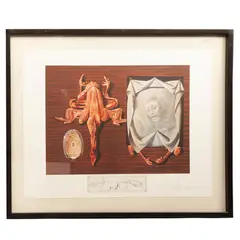 Salvador Dalí, Estadísticas de Sputniks glaseados con gusanos: ranas carcoles, de la carpeta Las Cenas de Gala, 1971, Litografía 170 / 395