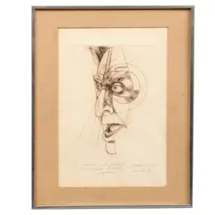 Guillermo Ceniceros, Retrato David Alfaro Siqueiros, Grabado al aguafuerte sin número de tiraje