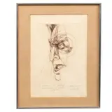 Guillermo Ceniceros, Retrato David Alfaro Siqueiros, Grabado al aguafuerte sin número de tiraje