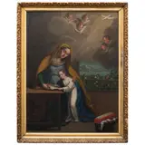 la Educación de la Virgen, MÉXICO, SIGLO XIX, Óleo sobre tela
