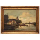 Paisaje Con Lago, CA., 1900, Óleo sobre tela