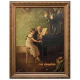 LA LECCIÓN MUSICAL by A la Manera de Jules-alexis Muenier, Óleo sobre tela, offered Sep 2023