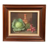 Enrique Urbina, Bodegón con lechuga y rábanos, Óleo sobre tela