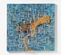 Fabian Marcaccio, Auktion 404, Los 948, 1992, Öl, Silikon und Leinen auf bedrucktem Tuch