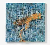 Fabian Marcaccio, Auktion 404, Los 948, 1992, Öl, Silikon und Leinen auf bedrucktem Tuch
