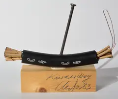 "Kurzer Weg" by Günther Uecker, 1984, Papierumwickelte Kupferkabel in Hartgummischlauch mit Nagel 22 x 28 x 5,5cm, sold Feb 2018