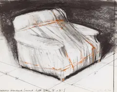 Wrapped armchair, Project by Christo, 1977, Farblithografie auf Rives Couronne, sold Dec 2017