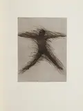 Arnulf Rainer, Überstreckter Strecker, Kaltnadelradierung über Zinkklischee auf Hahnemühle (Wasserzeichen)