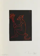 Ohne Titel by Jörg Immendorff, 1995, Linolschnitt auf Bütten, sold Mar 2018
