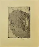 Horst Janssen, Ohne Titel (zu Hower Heft II. Ein Ge-Pferdte für Bettina), 1973, Radierung auf Japan