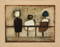 Ohne Titel by Witold-K, 1962, Öl auf Hartfaser, sold Nov 2020